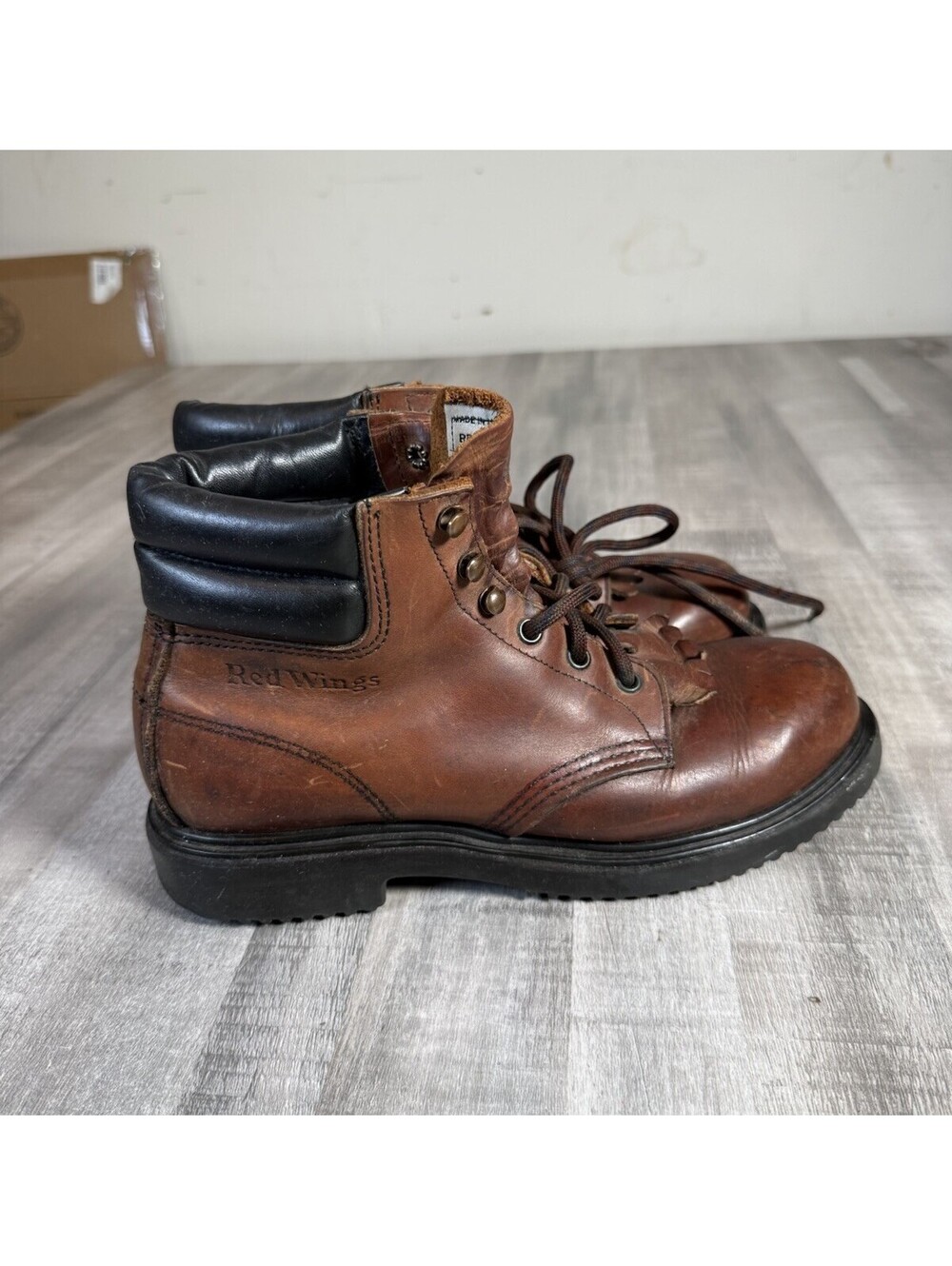 Vintage Red Wings Leather Work Boot Safety Toe Super Sole OR Kiltie Men’s 7.5